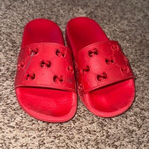 Kids Gucci Red Slide Sandals